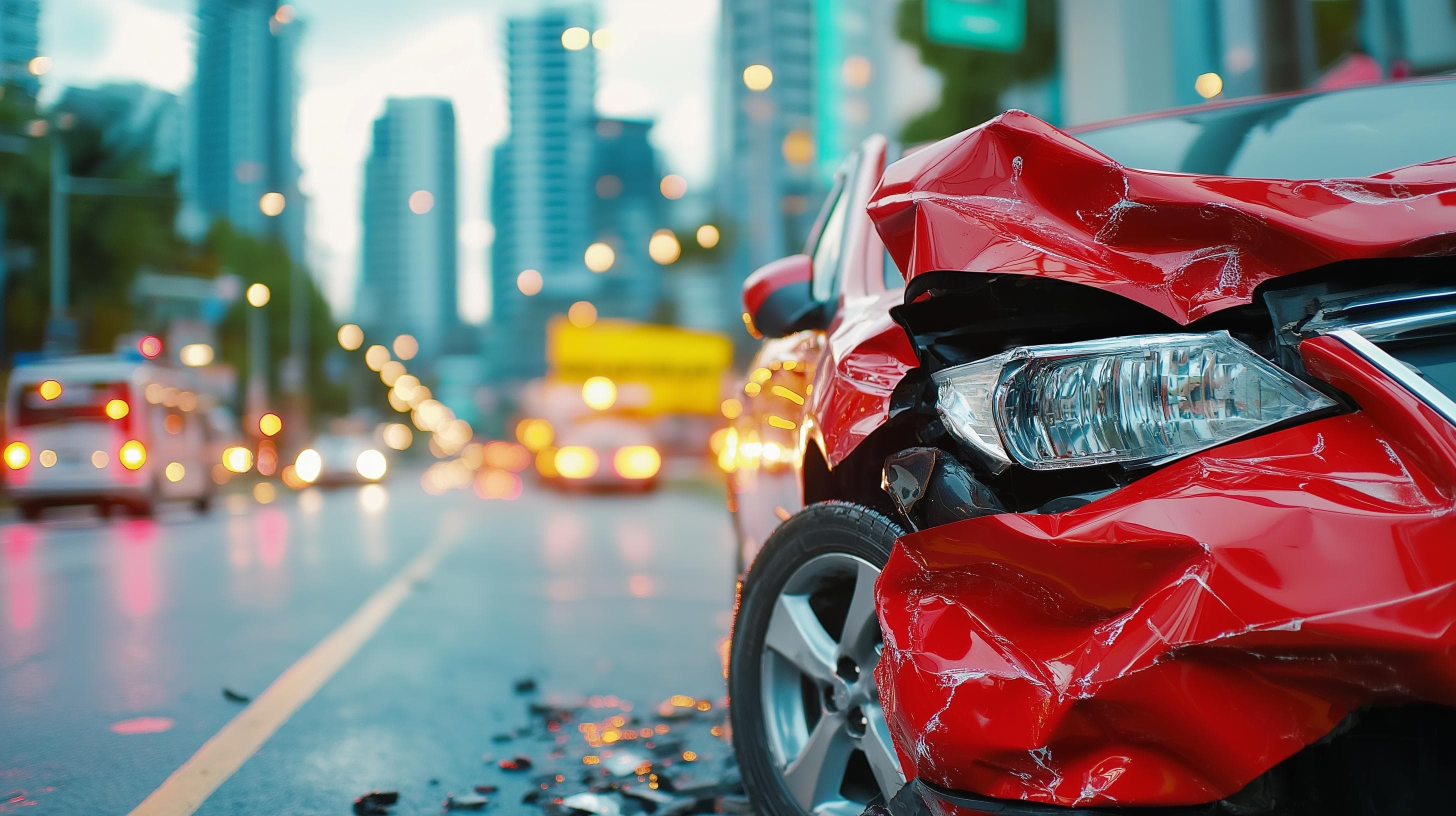 Damaged vehicle after auto accident